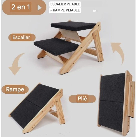 Escalier rampe convertible 2-en-1 pour animaux