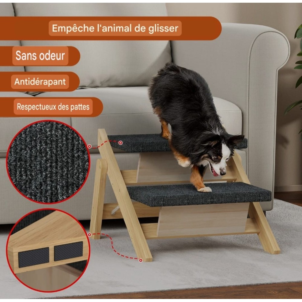Escalier rampe convertible 2-en-1 pour animaux