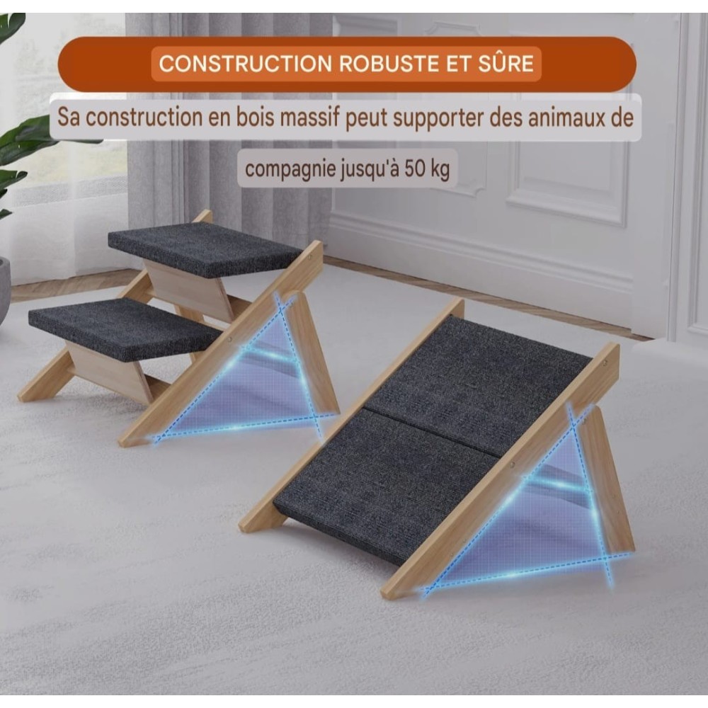 Escalier rampe convertible 2-en-1 pour animaux
