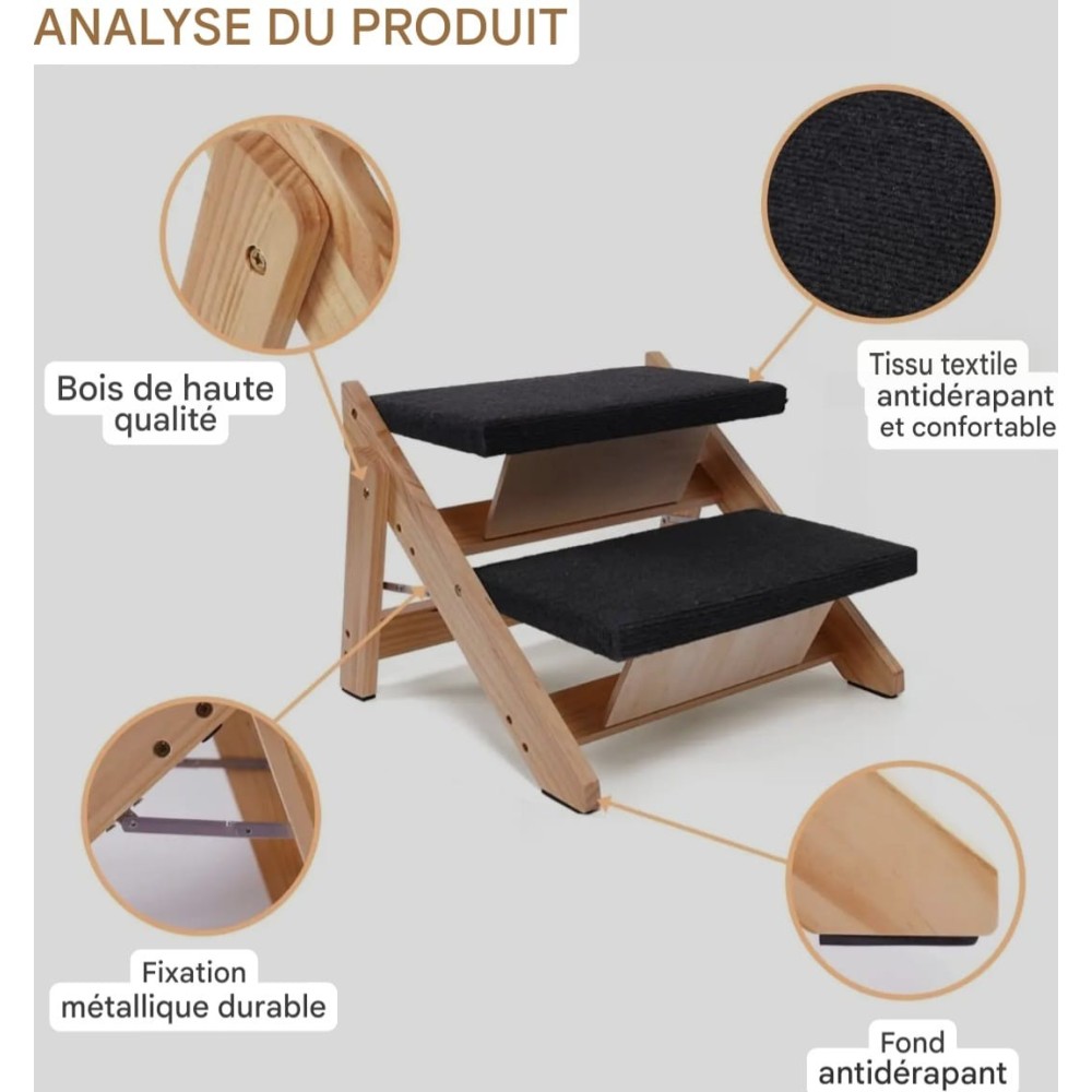 Escalier rampe convertible 2-en-1 pour animaux
