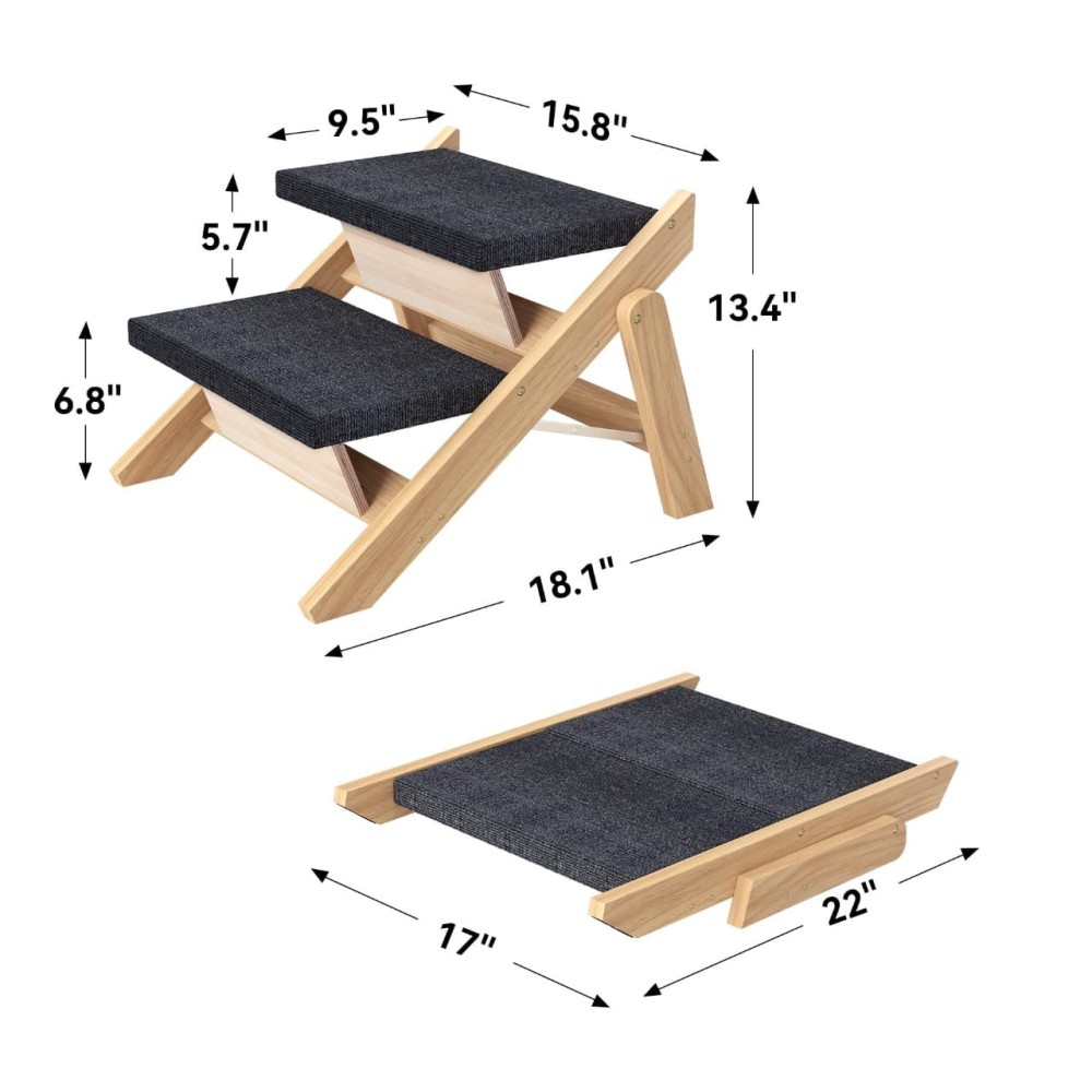 Escalier rampe convertible 2-en-1 pour animaux