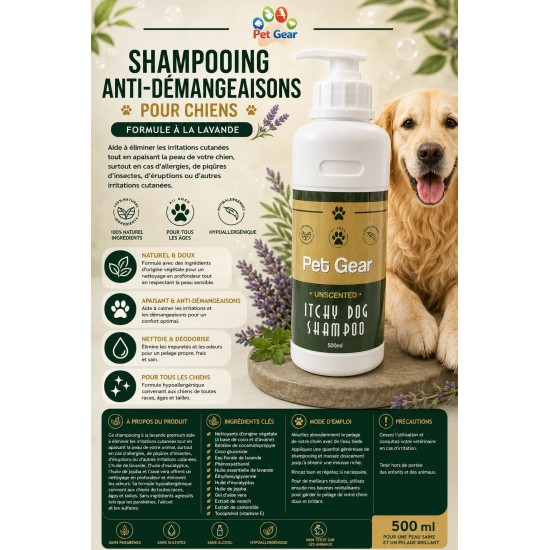Shampooing contre les démangeaisons pour chien