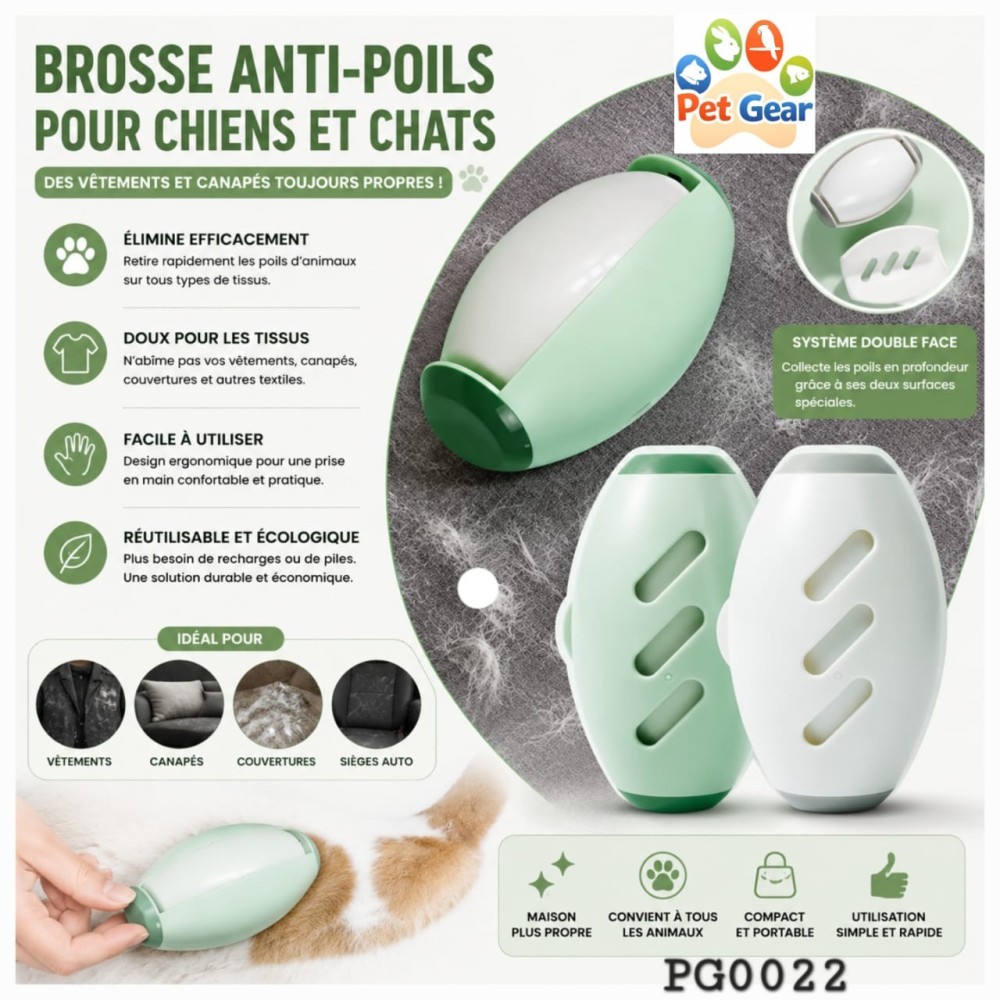 Rouleau attrape-poils lavable