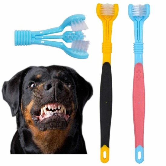 Brosse à dents à trois côtés pour animaux