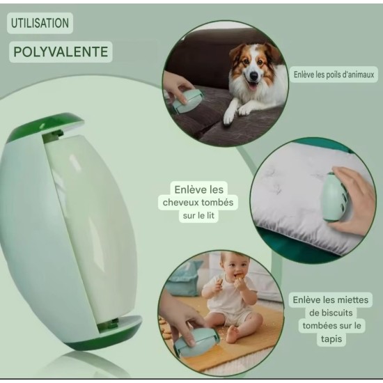 Rouleau attrape-poils lavable