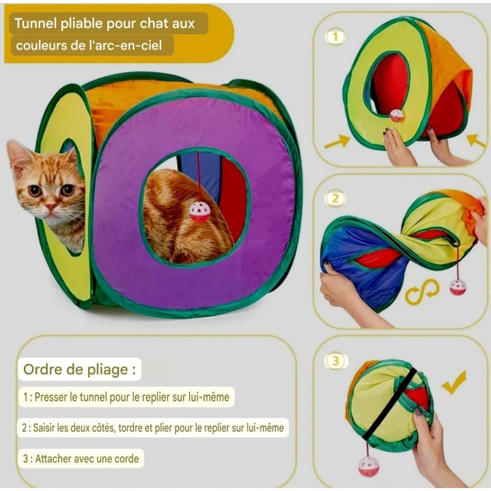 Tunnel pliable pour chat