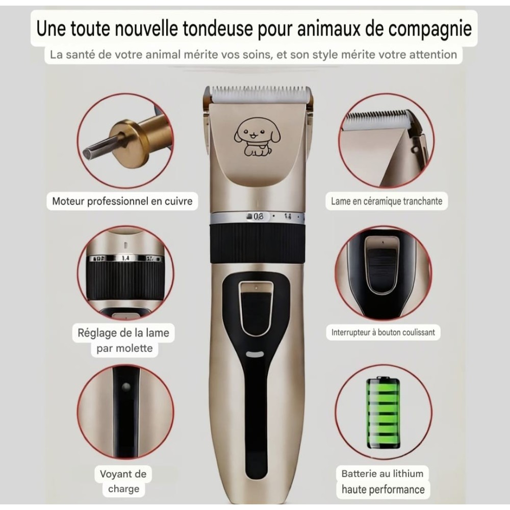Tondeuse sans fil pour animaux