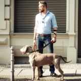 Laisse pour chien à double poignée.