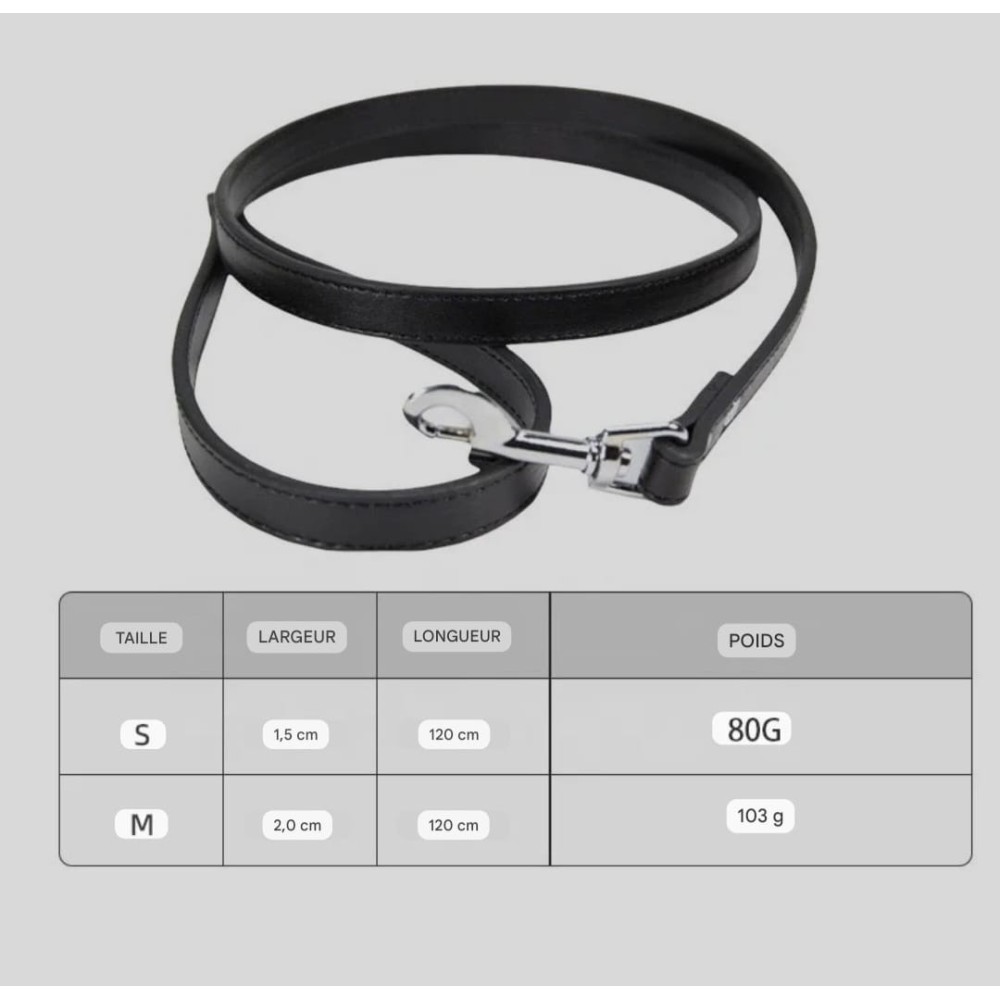 Laisse cuir synthétique pour chien